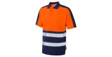 Watersmeet ISO 20471 Cl 1 Dual Colour Coolviz Plus Polo Shirt HV Orange/Navy